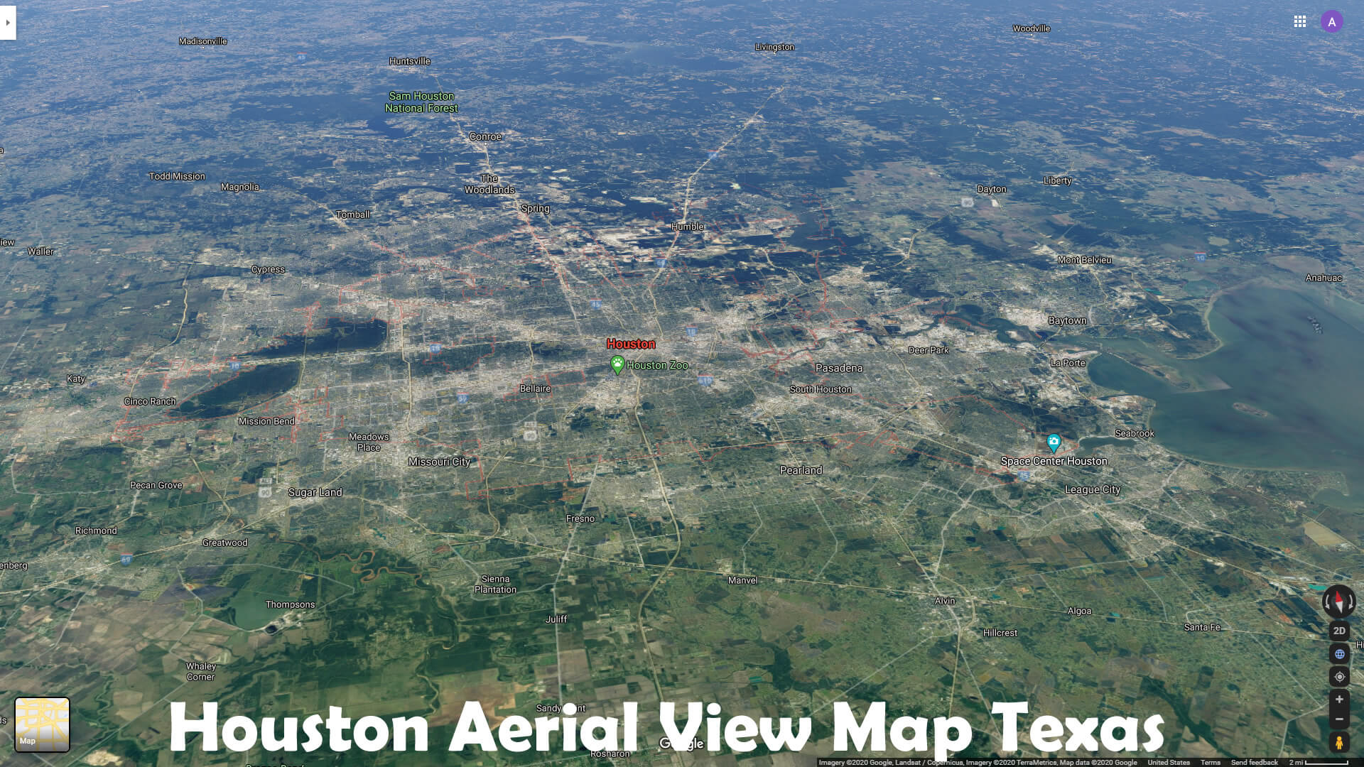 Houston Vue Aerienne Carte Texas